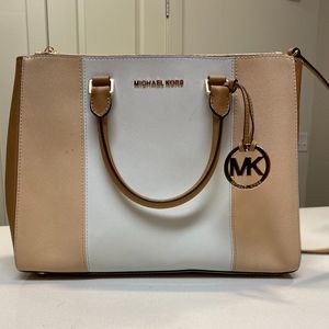 Michael Kors Tri-Color Satchel Light Neutral